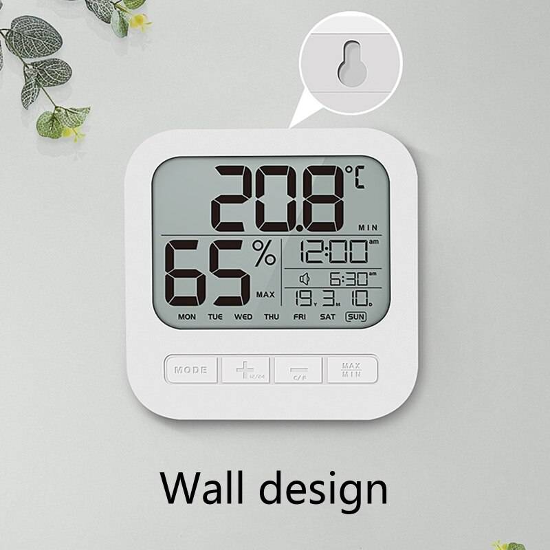 Hushålls lcd elektronisk digital temperatur luftfuktighetsmätare inomhusmonitor hem växthus väderstation klocka kalender
