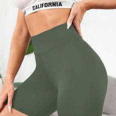 Casual solida bikershorts med bredband i midjan - Grön - L,M,S,XL,XXL