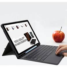 ROOFEI Galaxy Tab S7 FE/S8+/S7+ Hülle mit Tastatur QWERTZ : 7-Farbige Beleuchtung Tastatur mit Trackpad, All-in-one Tastatur Hülle mit Stifthalter für 12,4" Samsung Galaxy Tab S8 Plus/S7 Plus/S7 FE