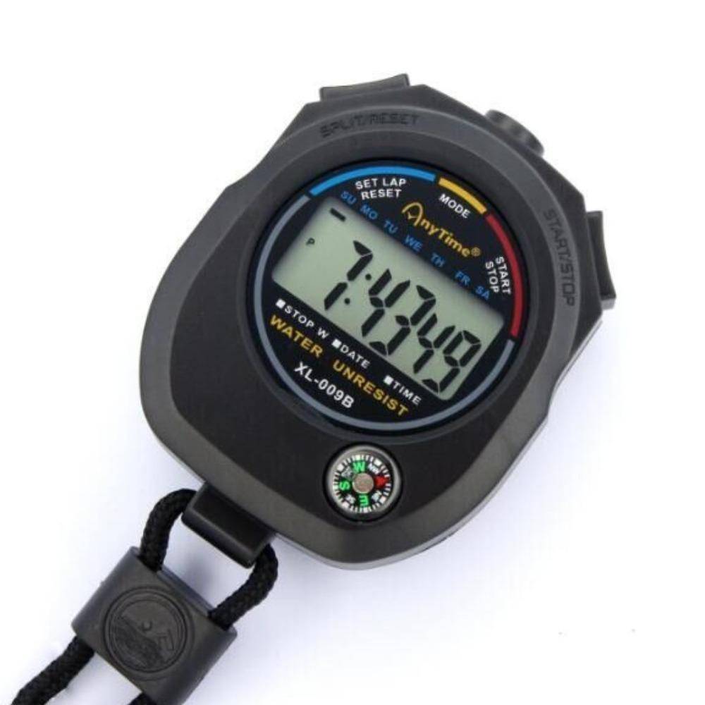 Professionell LCD Sportstoppur Vattentät Träningstimer Noggrann 24H Klocka Klocka gray