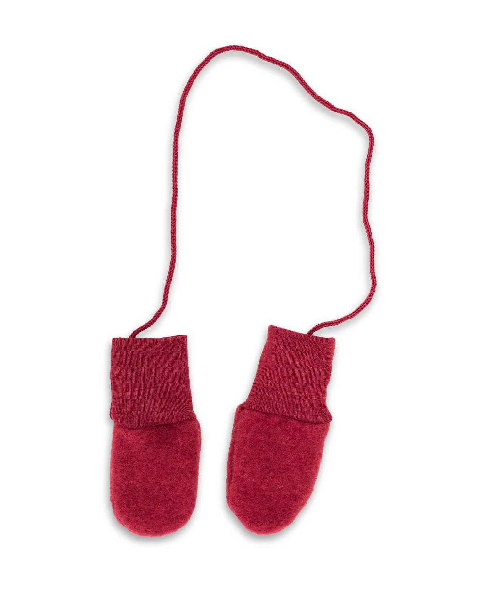 Babyvantar ullfleece – 100% ekologisk merinoull – Rödmelerad