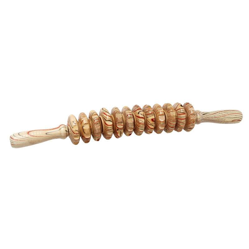 Roller Massage Belly Back Wooden Massager - Wood grain
