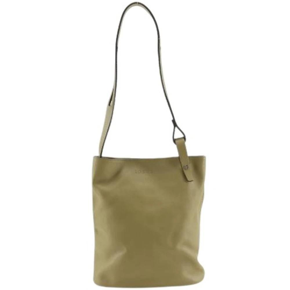 Loewe Pre-owned Pre-owned Anagram Skuldertaske i lammeskind - Vintage - Dame - Grøn - ONE SIZE - Uld