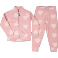 Fleeceset Hjärtan Rosa 110/116