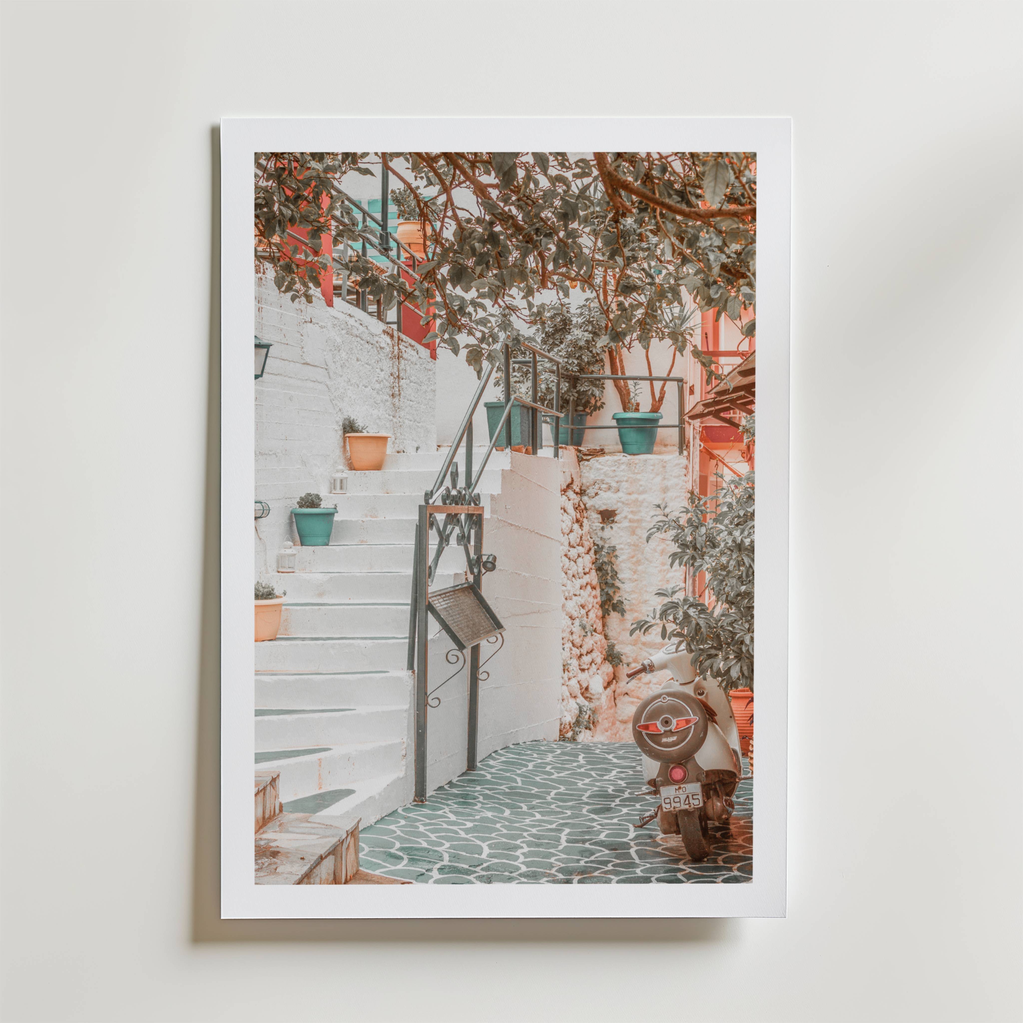 Mediterranean Alleyway Poster - Fine Art Poster 21x30 cm