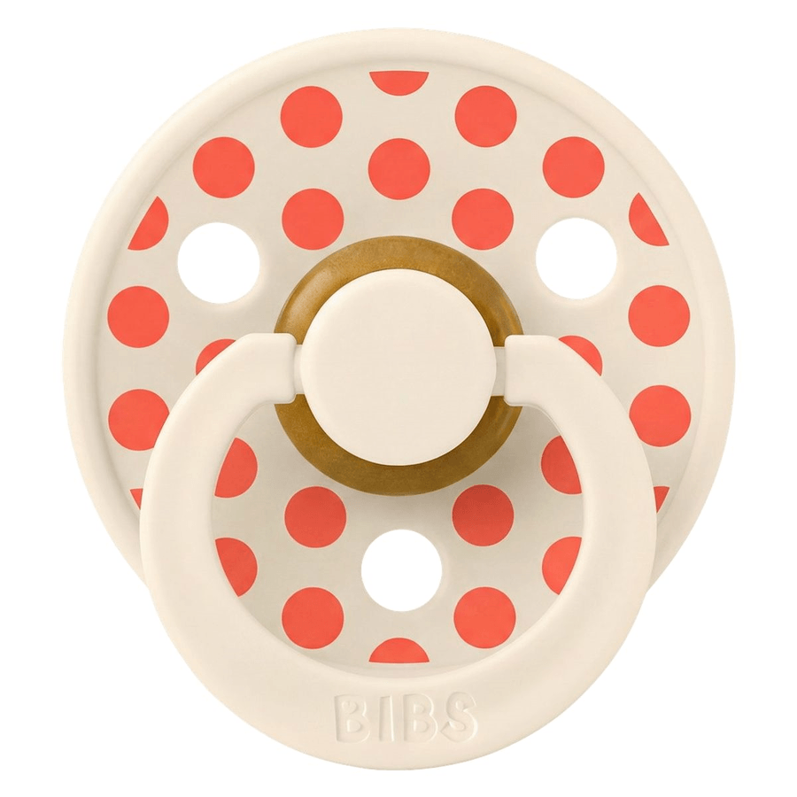 BIBS Pacifier Studio Colour Polka Medium Latex Ivory Tango Size 2