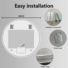 Premium rundt badeværelses spejl med LED, Antidug og Touchsensor (Variant: Størrelse: Ø 120)