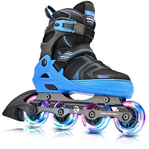Kuxuan Skates Justerbara inline-skridskor för pojkar, flickor, barn med lysande hjul, tonårsskridskor för nybörjare, kvinnor