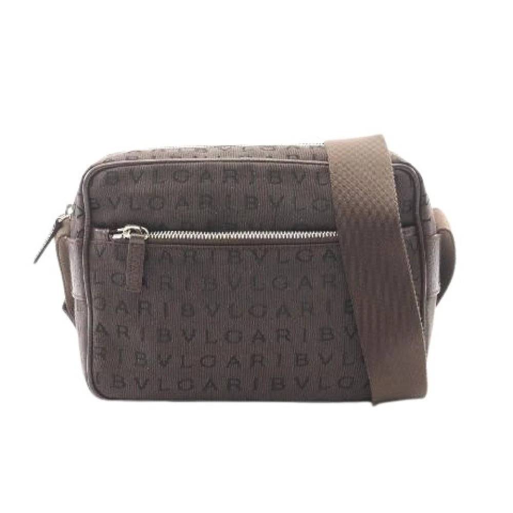 Bvlgari Vintage - Pre-owned Logo Mania Canvas Leather Shoulder Bag Vintage - Dam - ONE Size - Läder