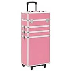 FESTNIGHT Vagn resväska Stor för kosmetika Aluminium Rosa,Skönhet resehus,Trolley Make up,Kosmetisk resväska med hjul 37 x 22 x 78 cm, Rosa