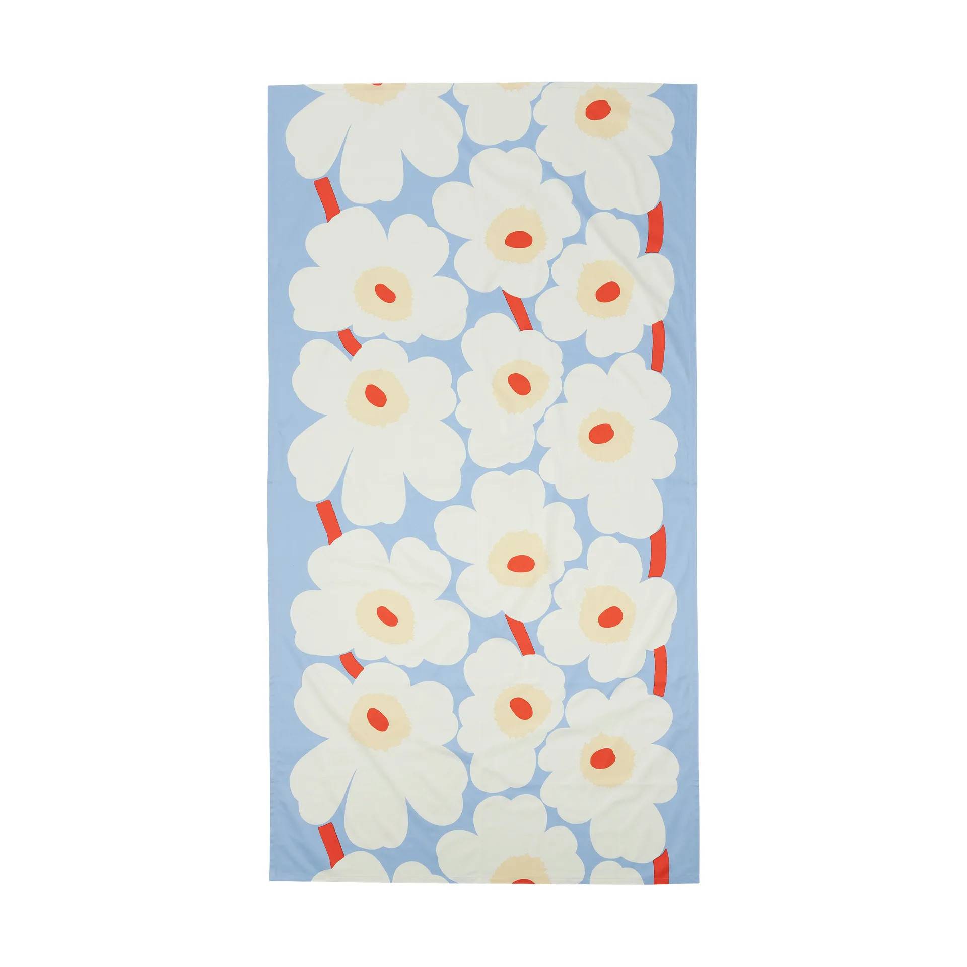 Marimekko Unikko bordsduk Light blue-off white-melon-orange red, 135x250 cm - Blå