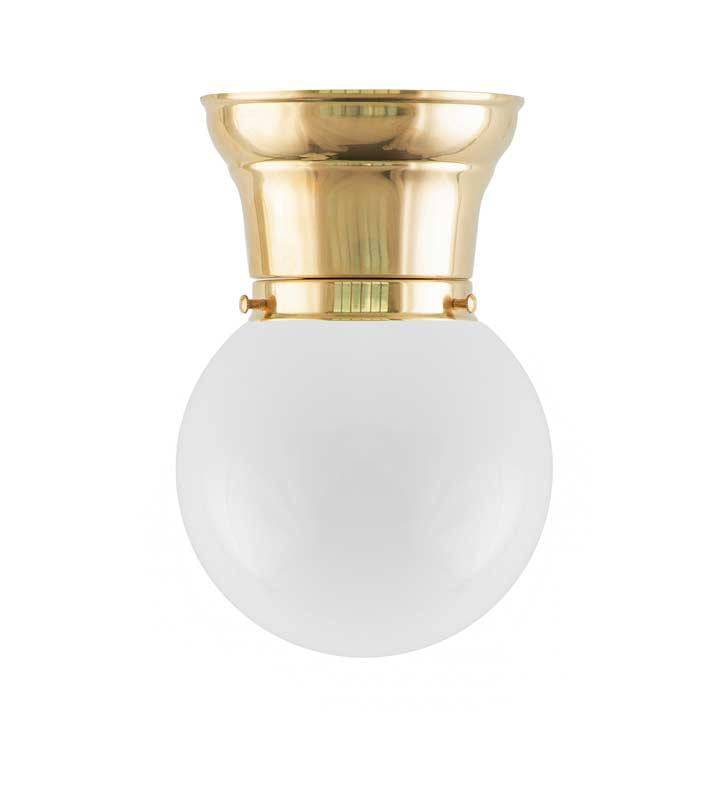 Taklampa - Frödingplafond 80 mässing, opalvit klot