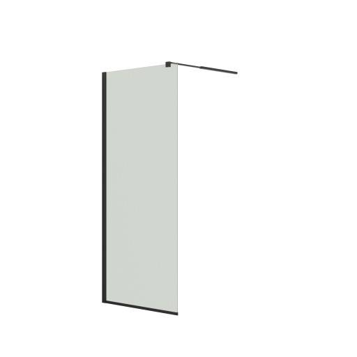 Dansani Match duschvägg, modell D+teleskopstång, 67 cm, klart glas, svart profil