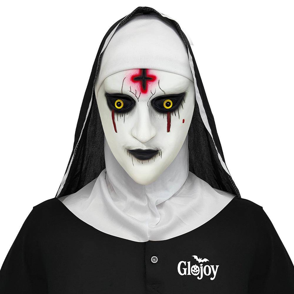 Cross Nun Horror Ghost Face Mask Masquerade Costume Movie Prop Halloween Party Prank Prop cm