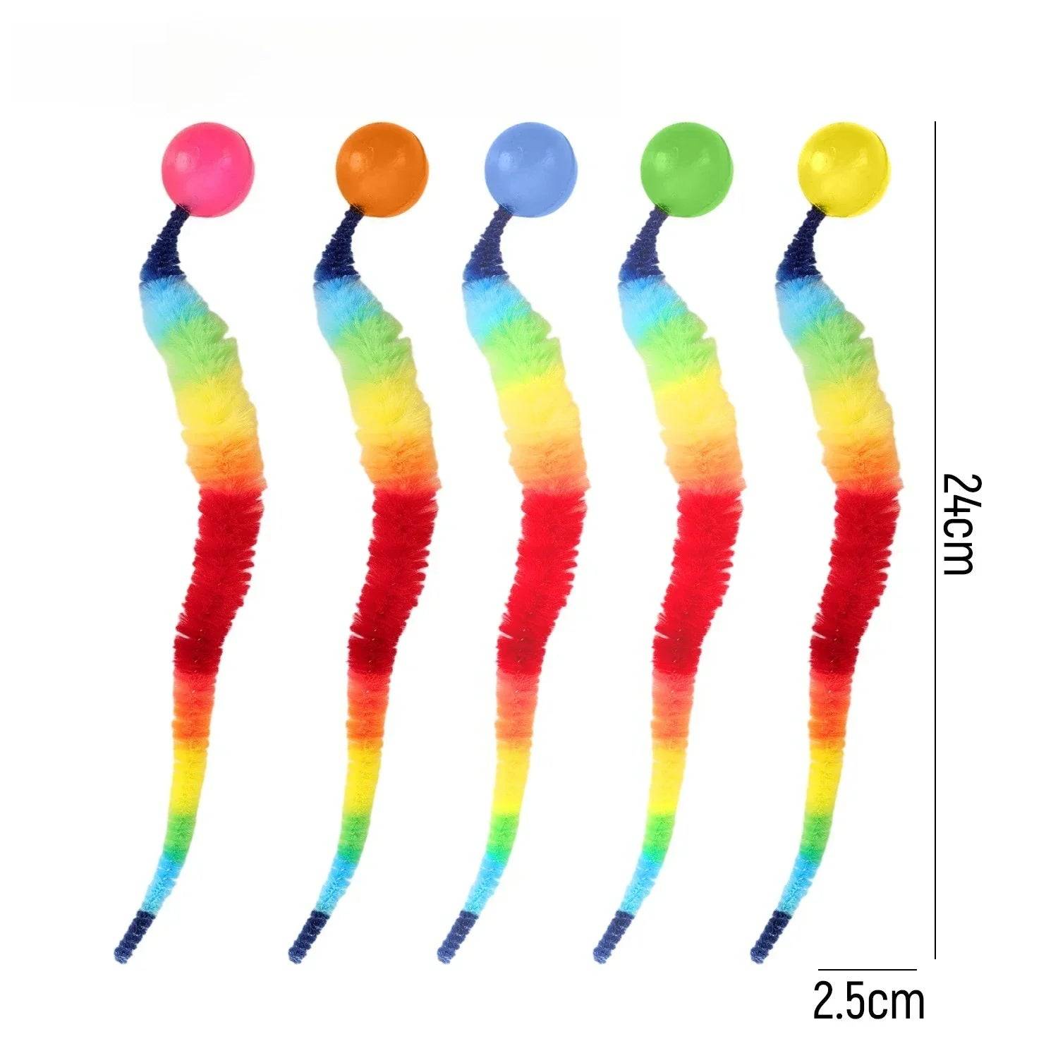 Interactive Glow & Bounce Cat Toy Set – Caterpillar, Balls & Teaser - C / 5PCS (5PCS)