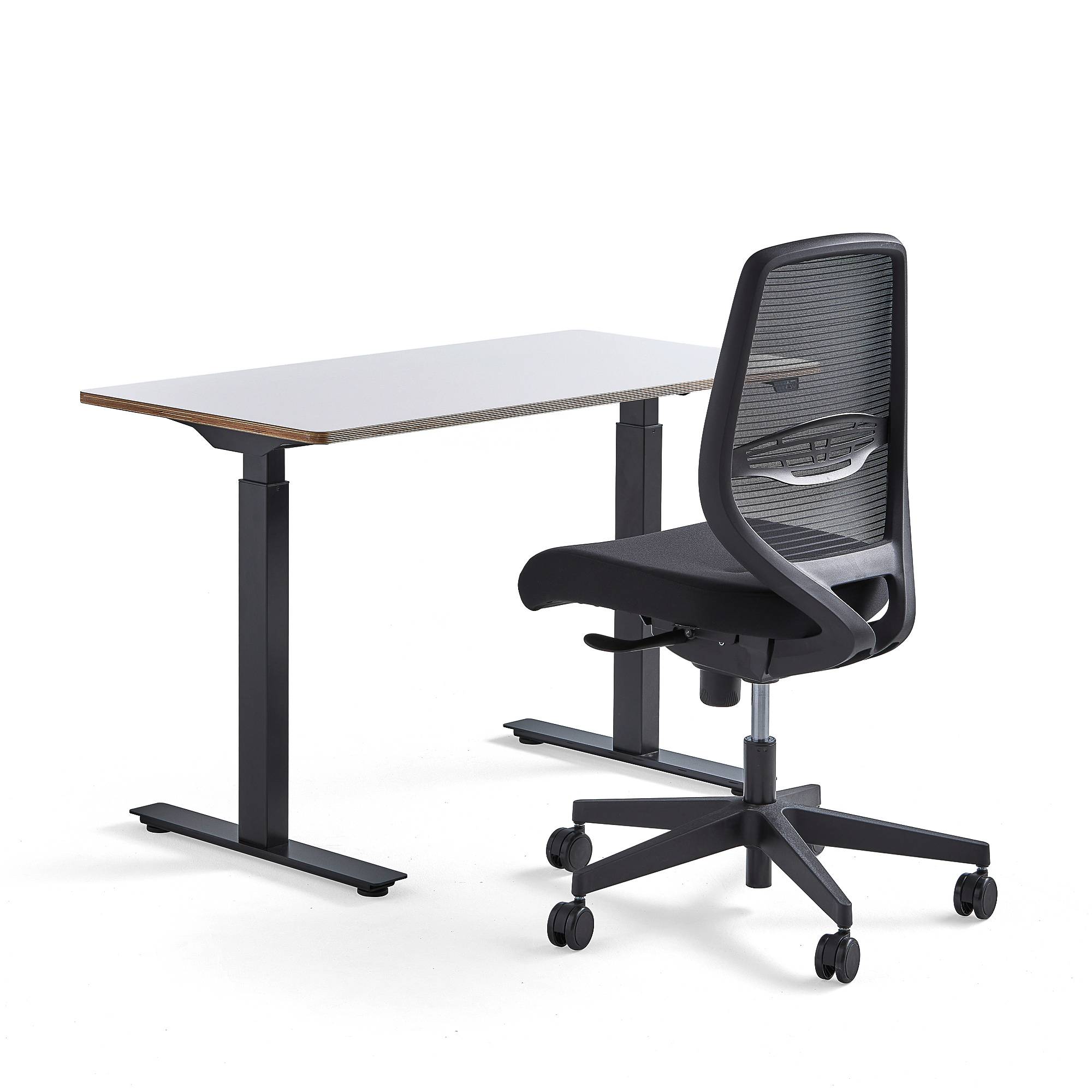 Paket NOVUS + MARLOW, 1 vitt skrivbord och 1 kontorsstol