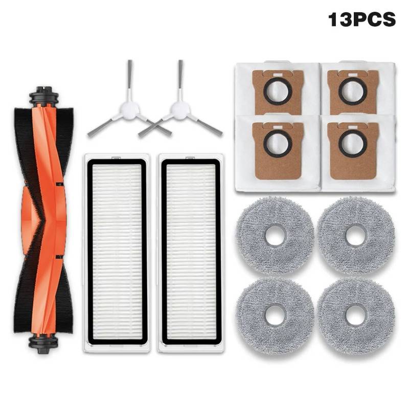 TEMU Replacement Parts For Xiaomi Robot Vacuum X20+ / X20 Plus Including Main Brush, Side Brush, Hepa Filter, Mop Cloth, And Dust Bag