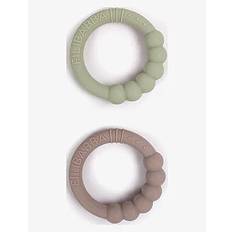 Filibabba Bidering i silikone 2-pak - Warm Grey + Oil Green - Presenter till baby shower - MULTI COLOURED / multi