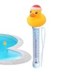 Pooltemperaturmätare Flytande Lättläst,Simbassängtemperaturmätare - Duck Kids Badtemperaturmätare Lättläst med snöre,Dammtemperaturmätare Flytande anka Vattentemperaturmätare för badtunna, spa