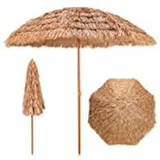 COSTWAY 243 cm parasoll Hawaii strandparaply halm trädgårdsparaply halmskärm marknadsparaply terrassparaply för trädgård, strand, utomhus, natur