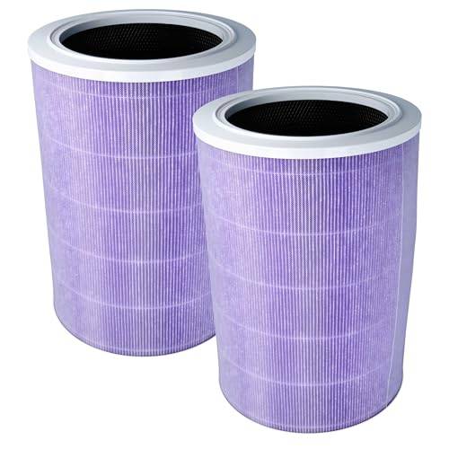 Vhbw 2 x HEPA-filter kompatibelt med Xiaomi Mi Air Purifier 2S luftrenare - ersättningsfilter med integrerat aktivt kolfilter, antibakteriellt