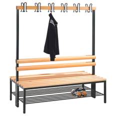 C+P Dobbeltsidet Garderobebænk med skohylde og 12 knager - 165 x 150 x 75,6 cm