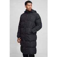 Mens Black MAN Regular Fit Panelled Longline Puffer Jacket