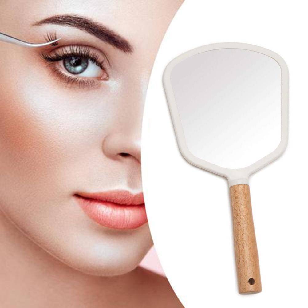 Hand Mirror Travel Makeup Mirror Portable Vanity Mirror with Wooden Handle vit