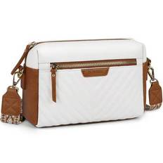 Crossbody Bag For Women Small Vegan Leather Crossbody Purse Quilted Shoulder Purses With Adjustable Guitar Strap Waterproof Ladies Handbags For Travel - Brown