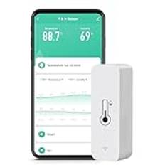 Luftfuktighet- och temperaturövervakning: Smart hygrometer och termometer med fjärrövervakning och varning, inomhustermometer med hög precision med TUYA-app, ingen hubb krävs, kompatibel med Alexa (1-pack)