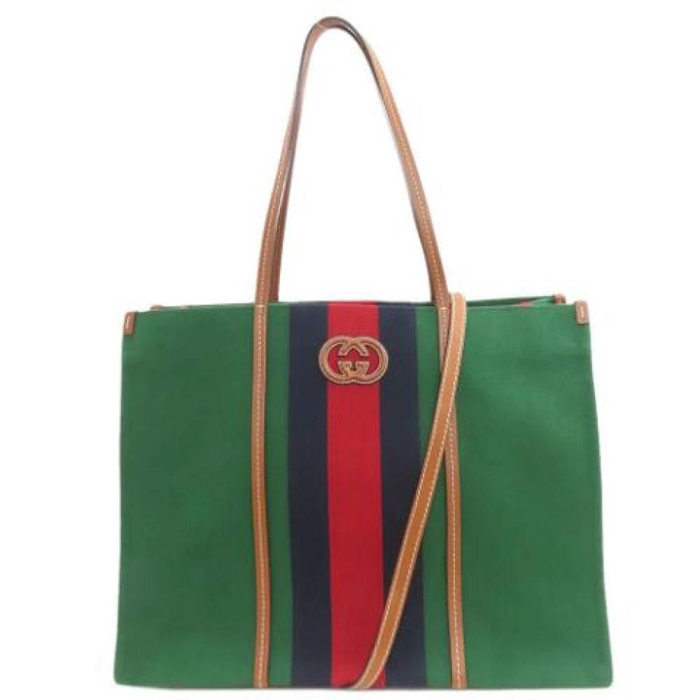 Gucci Vintage Pre-owned Tote Bag - Vintage - Dame - Grøn - ONE SIZE - Uld