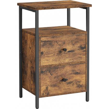 Vintage Sängbord Med 2 Lådor 38 x 28 x 60 cm Brun