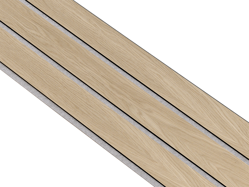 I-Wood Basic 3-lamel paneler med sort kerne i hvid oliering - mål 17 x 300 x 2400 mm.