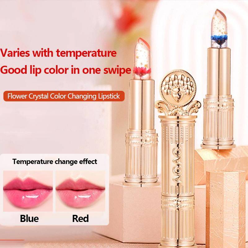 Flower Crystal Transparent Color Läppstift Temperaturförändring Återfuktande Långvarig Fukta färgskiftande läppstift röd