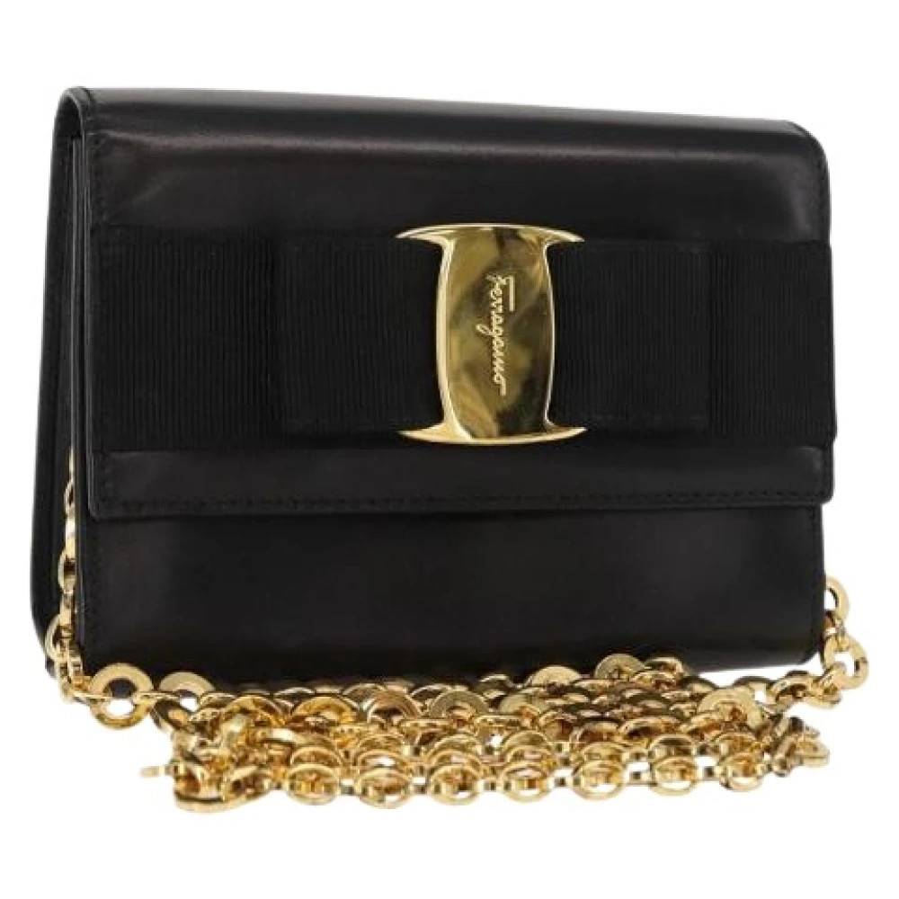 Salvatore Ferragamo Pre-owned Pre-owned Læder Skuldertaske - Vintage - Dame - Sort - ONE SIZE - Uld