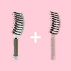 Curved Paddle Brush - Hårbørste med vildsvinehår