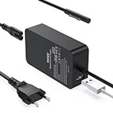 Surface Pro Charger 65W 15V 4A Adapter for Microsoft Surface Pro 9/8/Pro 7/Pro 7+/Pro 6/Pro 5/Pro 4/Pro 3/X, Surface Go 3/2, Surface Laptop /4/3/2, Surface Book 3/2, with USB Connector