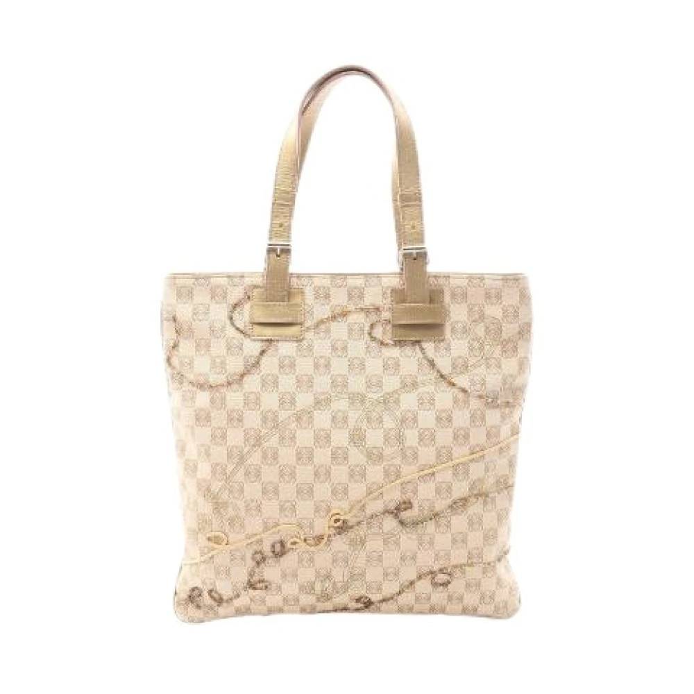 Loewe Pre-owned Pre-owned Repeat Anagram Canvas Læder Håndtaske - Vintage - Dame - Beige - ONE SIZE - Læder