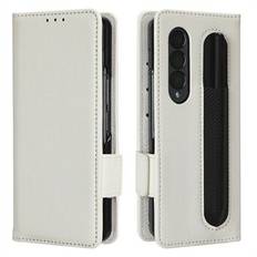 För Samsung Galaxy Z Fold4 5G PU läder plånboksfodral Litchi Texture Stand Slitstarkt PC Shell Book Flip Cover med pennhållare
