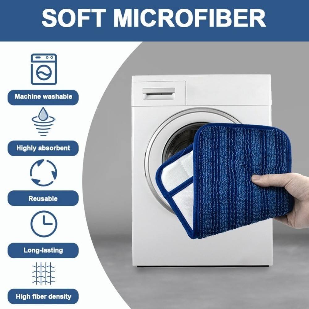 2 pieces Washable Microfiber Mop Cloth Multi-Purpose Wet Dry Cleaning Mop Head Replacements Absorbent Floor Pad Refills