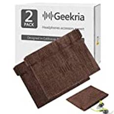 Geekria 2-pack påse för hörsnäckor/Hörlursväska/Universal skyddsväska för hörlurar/Pocket Hörlursfodral/Myntväska Bytshållare/Bärbar resväska (brun)