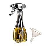 ACAREY oljesprejflaska 240 ml, bärbar oljesprejflaska, vinägerstänk, oljedispenser, återanvändbar oljespruta med tratt för grillning, bakning, stekning, matlagning, sallad pasta (silver)