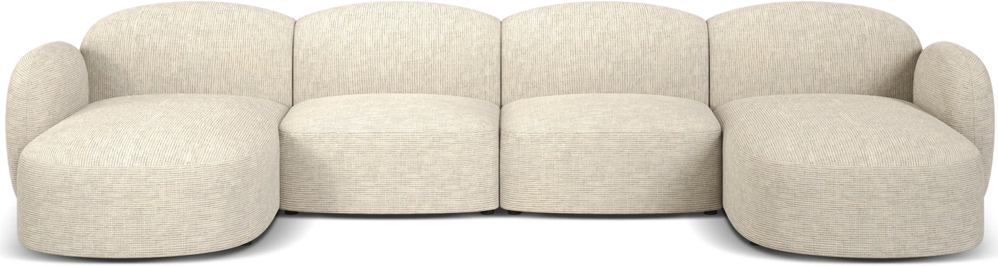 U-sofa Micadoni Blair 6-personers lys beige Baltimore tekstureret stof chaiselong 354x167 cm