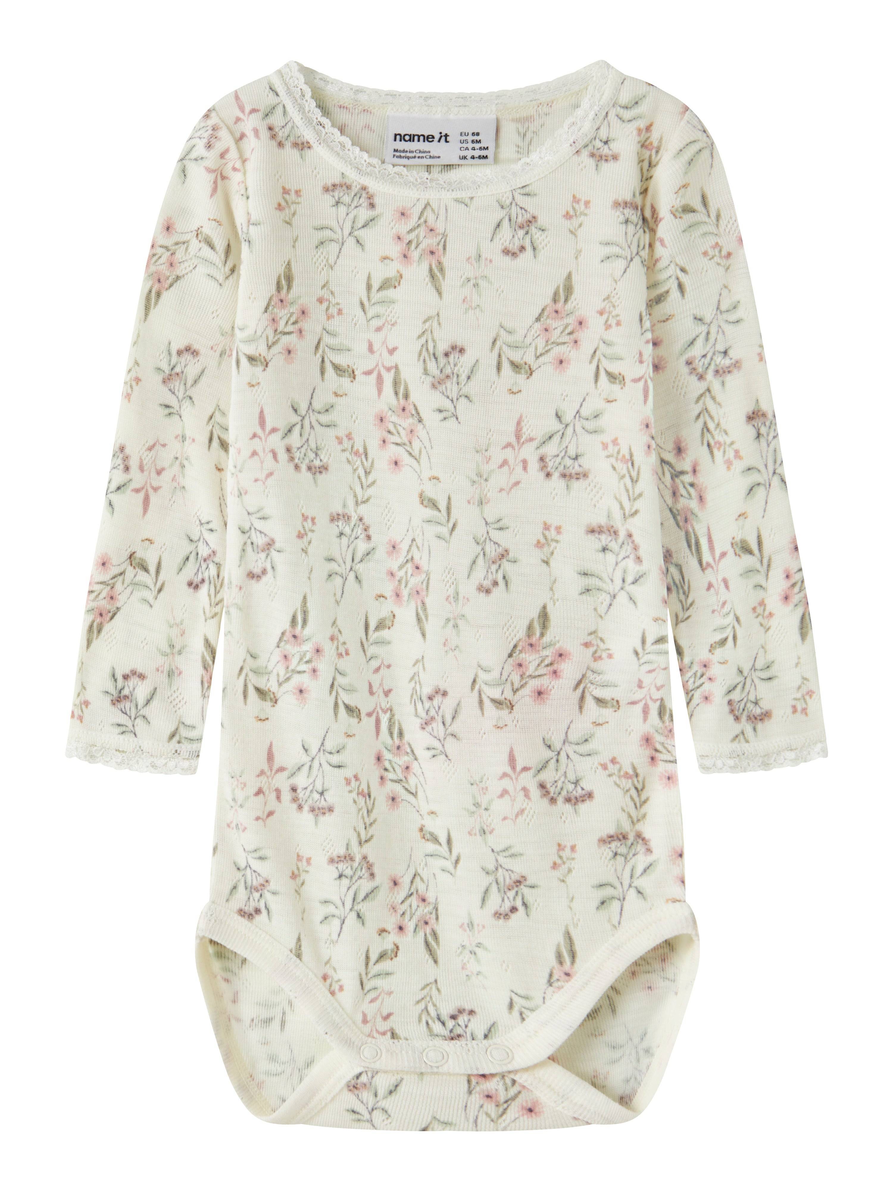 Name It Wang - Wool Needle LS Body - Snow White/Flower.