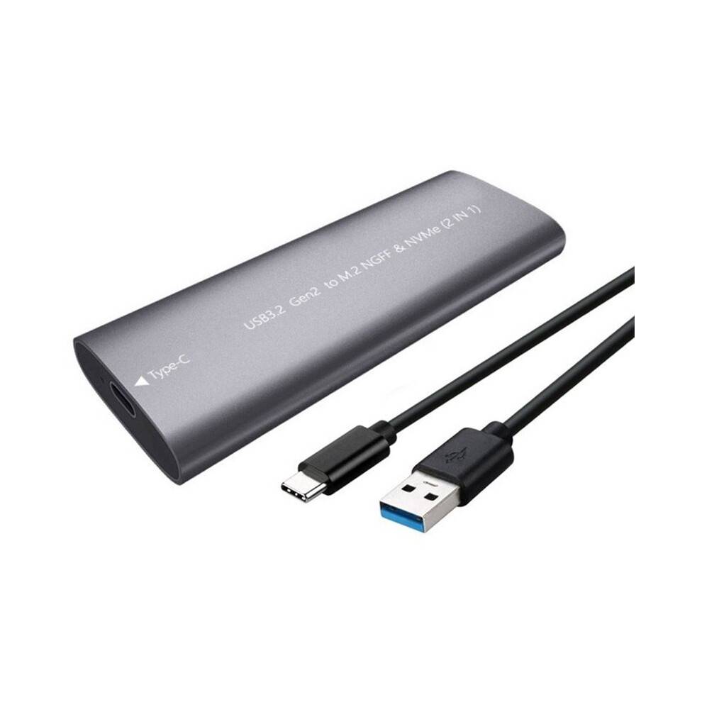 M.2 NVME NGFF SSD Case 10Gbps HDD Box M.2 to USB 3.2 Type-C External SSD Enclosure for 2230/2242/2260/2280 Gray