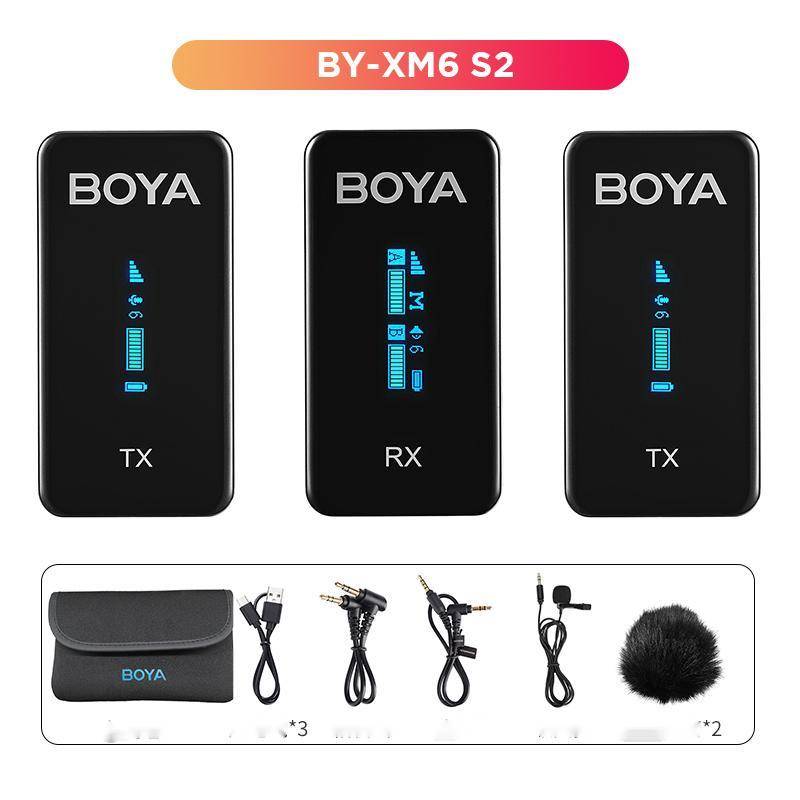 Noise-cancelling Mini Wireless Collar Microphone - BY XM6 S2 / Standard Adapter cable K3 K4