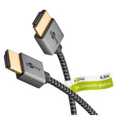 Goobay Slim Ultra High Speed HDMI-kabel, 8K@60Hz, 0,5m - Svart