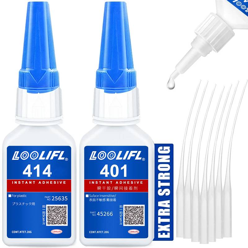 LOOLIFL 20ml 401/406 Instant Strong Super Glue Universal Superglue Mighty Instant Glue for Resin Ceramic Metal Glass Fast Dry