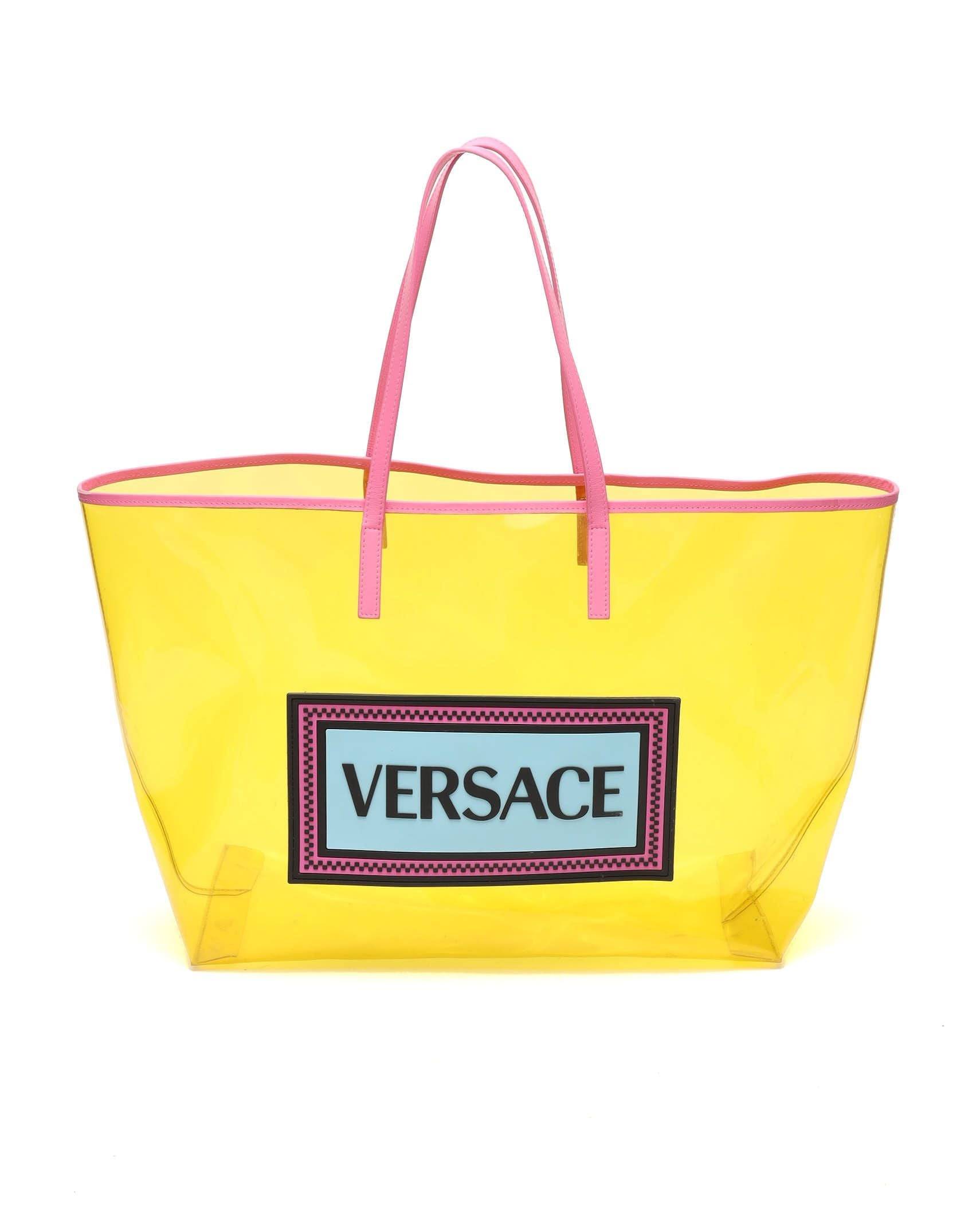 VERSACE Vinyl Logo Tote Bag - Yellow (One Size)