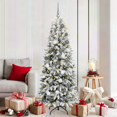 vidaXL Julgran with Decorative String Lights Vit 180 cm PVC